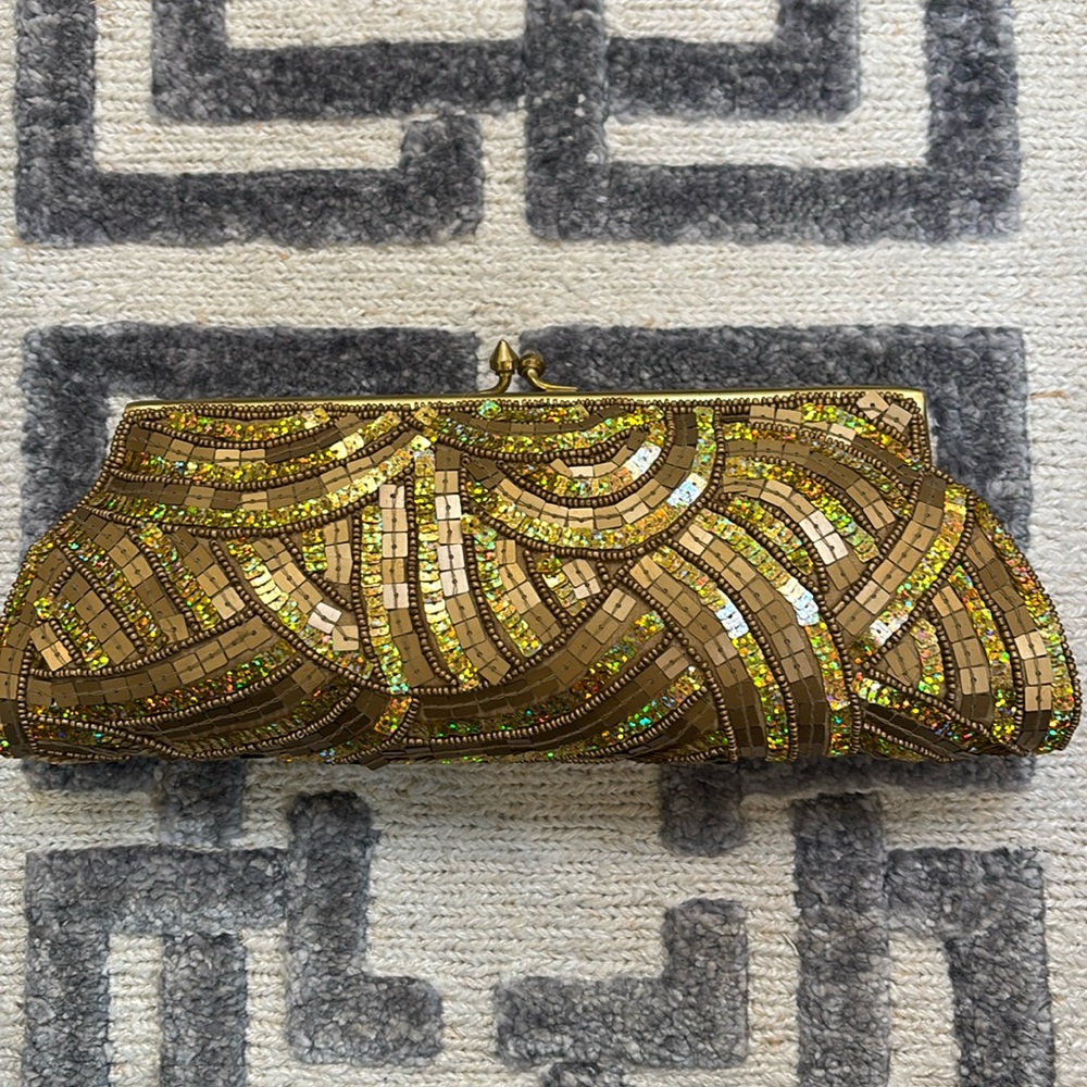 Moyna gold sequined evening bag